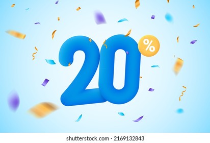 20 percent discount vector illustration 3d mega loyalty. 20 percent bonus marketing discount