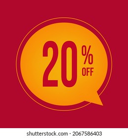 20 PERCENT DISCOUNT. YELLOW FLOATING BALLOON FOR PROMOTIONS AND OFFERS