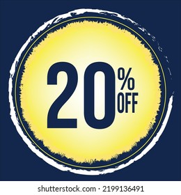 20 percent discount Yellow floating Circle for promotions and offers