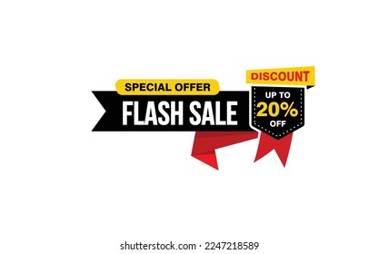 20 Percent FLASH SALE offer, clearance, promotion banner layout with sticker style.