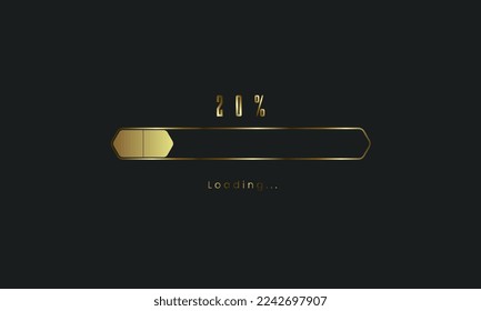20 percent golden Futuristic Progress loading bar. gold Loading bar process of indicators. premium gold downloading progress vector design, Vector illustration.