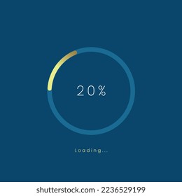 barra de carga dorada del 20 por ciento, interfaz de usuario de carga dorada, barra de diseño premium UX, oro pendiente de carga del símbolo del proceso, interfaz de usuario del menú del grifo de carga, uso para progreso de descarga, plantilla de diseño web