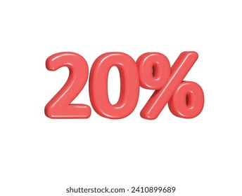 20 percent icon 3d render illustration