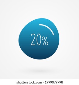 20 percent isolated pie chart. Vector infographic gradient icon. Sign for business, finance, web design, download, progress