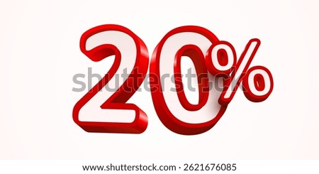 20 percent Off. 3d number 10. Sale banner. Vector illustration.