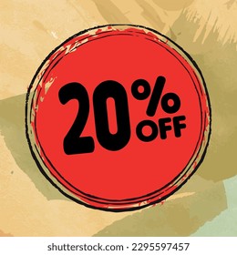 20 percent off big sales discount. red Balloon on abstract background
