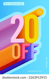 20 percent Off. Discount creative composition. Mega Sale. Vector illustration.