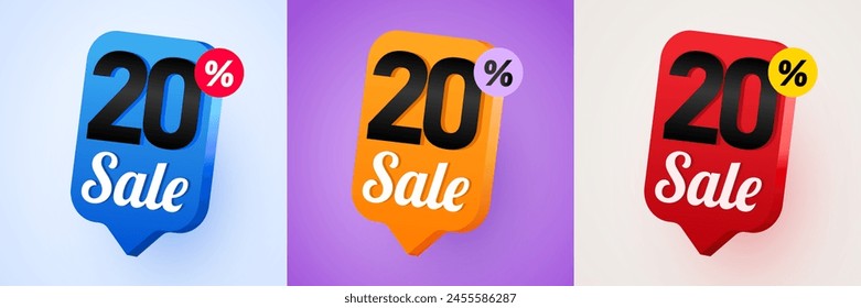 20 por ciento de descuento. Descuento en composición creativa. Mega Venta. Ilustración vectorial.