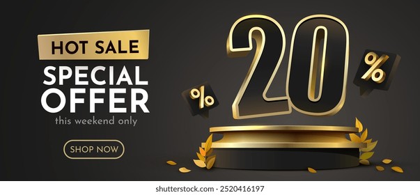 20 percent Off. Discount creative composition. Sale banner and poster. Vector illustration.