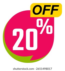 20 por ciento de descuento, 20% de descuento en composición creativa, presentación de Producto, maqueta, podio. Venta Anuncio y cartel, Ilustración vectorial.
