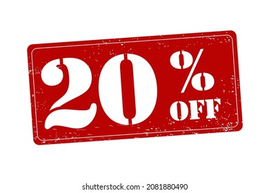 20 percent off discount - shopping deal rubber stamp. Vector stamp illustration.