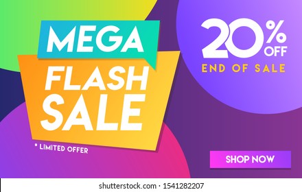 20 percent off Mega Flash sale Colorful minimal colorful gradient vector illustration banner