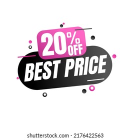 20% percent off (offer), best price, pink and black design, super discount online, vector illustration