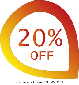 20 percent off with orange vector off circle format