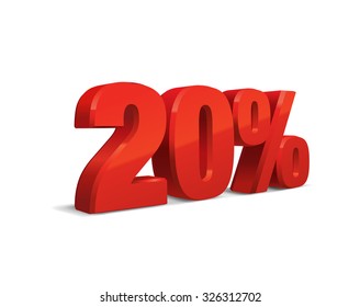 20 percent off, sale background, object 3D. Eps10 Vector.