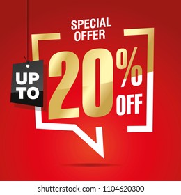 20 percent off sale isolated gold red sticker icon