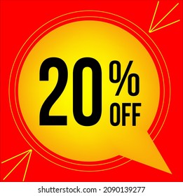 20% percent off. Sale 20% percent promotion. About gradient. Applicable for poster, shopping, offers, promotion, discount, low price, sale, banner, web and header. EPS 10 vector