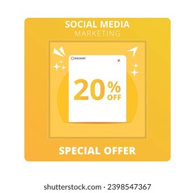20 percent off Sale. Special offer symbol. Save 20 percentages. Vector illustration
