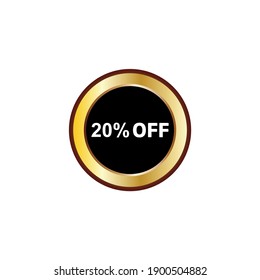 20 percent off sign with gold and white color