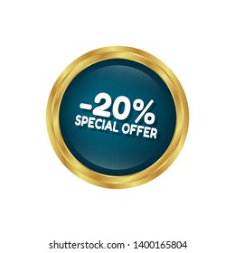 20 percent OFF special offer - glossy button.
