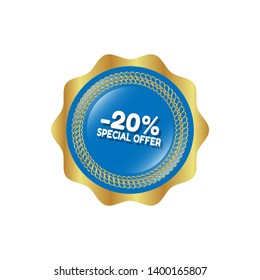20 percent OFF special offer - glossy button.