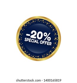 20 percent OFF special offer - glossy button.