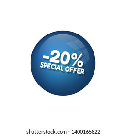 20 percent OFF special offer - glossy button.