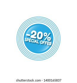 20 percent OFF special offer - glossy button.
