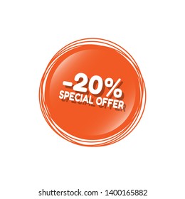 20 percent OFF special offer - glossy button.