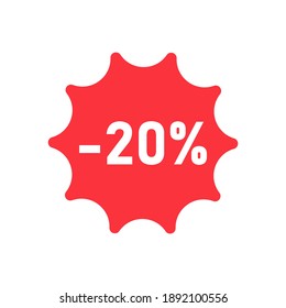 20 percent off speech bubblevector image of 20 percent discount on white background