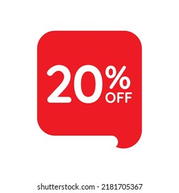 20 percent off tag vector icon on white background
