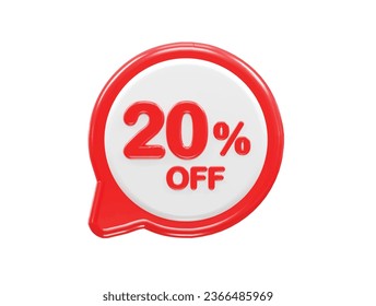 20 percent off text effect 3d rendering illustration