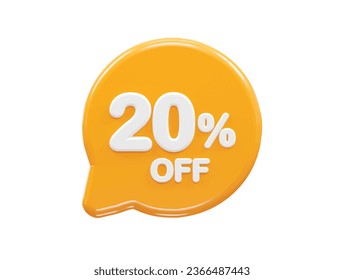 20 percent off text effect 3d rendering illustration