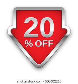 20 percent off vector badge, silver