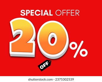 up to 20 percent off vector with red background 