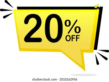 20 percent off. white banner with floating balloon for promotions and offers.