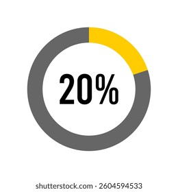 20% percent percentage diagram meter from ready-to-use for web design, user interface UI or infographic -