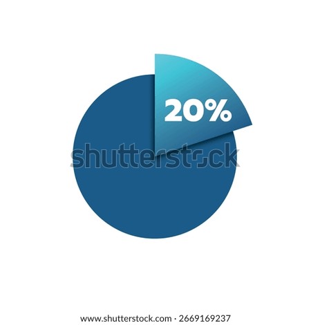 20 percent pie chart. Isolated symbol. Vector gradient element. Infographic sign. Illustration, icon for business, finance, report, web design, download, presentation