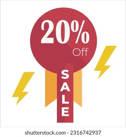 20 percent price tag discount flash sale sign vector illustration.