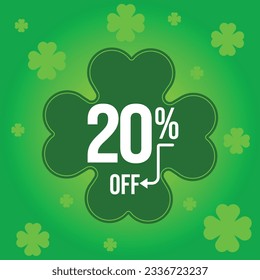 20 percent promotion, luck, clover, green