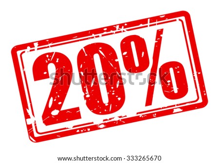 20 percent red stamp text on white