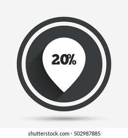 20 percent sale pointer tag sign icon.