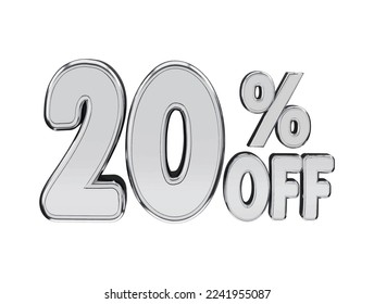 20 percent silver number with 3d rendering