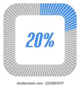20 percent square shape percentage diagram for infographics,documents or reports. vector.