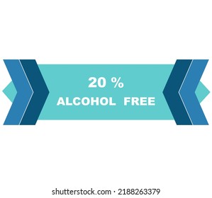 20% percentage alcohol free fantastic rectangle shape design element vector illustration for label promo sign isolated on white background with fantastic font and blue color 