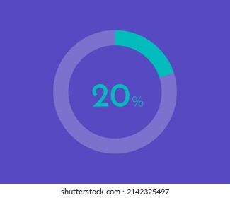 20 Percentage diagrams on blue color background HD, pie chart for Your documents, reports, 20% circle percentage diagrams for infographics