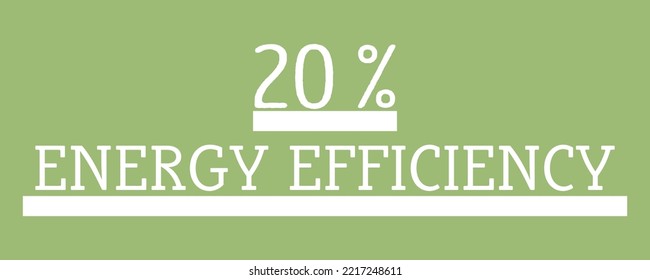 20% de eficiencia energética vectorial ilustración de símbolo de arte con fuente fantástica y color verde