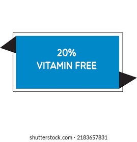 20% percentage free fantastic vitamins rectangle and triangle shape design element vector illustration for promo sign label on white background with fantastic font and white color