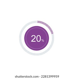 20% percentage infographic circle icons,20 percents pie chart infographic elements for Illustration, business, web design.