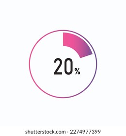 20 percents pie chart infographic elements. 20% percentage infographic circle icons for download, illustration, business, web design.